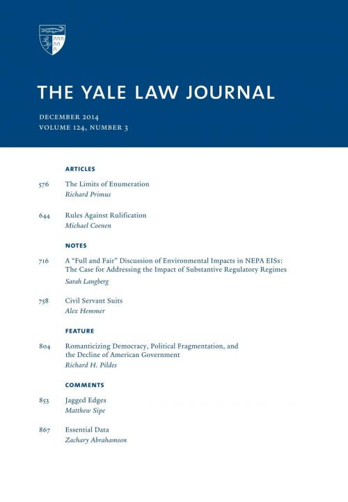 Cover of the book Yale Law Journal: Volume 124, Number 3 - December 2014 by Yale Law Journal, Quid Pro, LLC