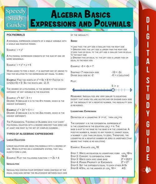 Cover of the book Algebra Basics, Expressions and Polymials (Speedy Study Guide) by Speedy Publishing, Speedy Publishing LLC