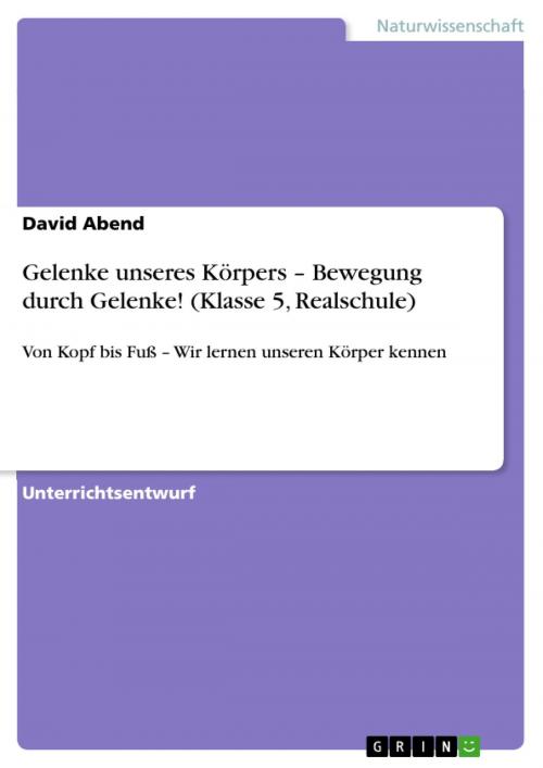 Cover of the book Gelenke unseres Körpers - Bewegung durch Gelenke! (Klasse 5, Realschule) by David Abend, GRIN Verlag