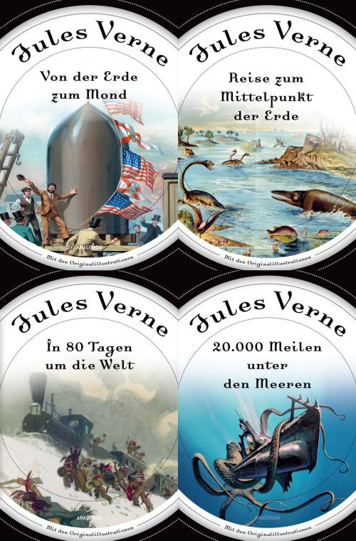 Cover of the book Jules Verne - Romane (20.000 Meilen unter den Meeren - In 80 Tagen um die Welt - Reise zum Mittelpunkt der Erde - Von der Erde zum Mond) by Jules Verne, Anaconda Verlag