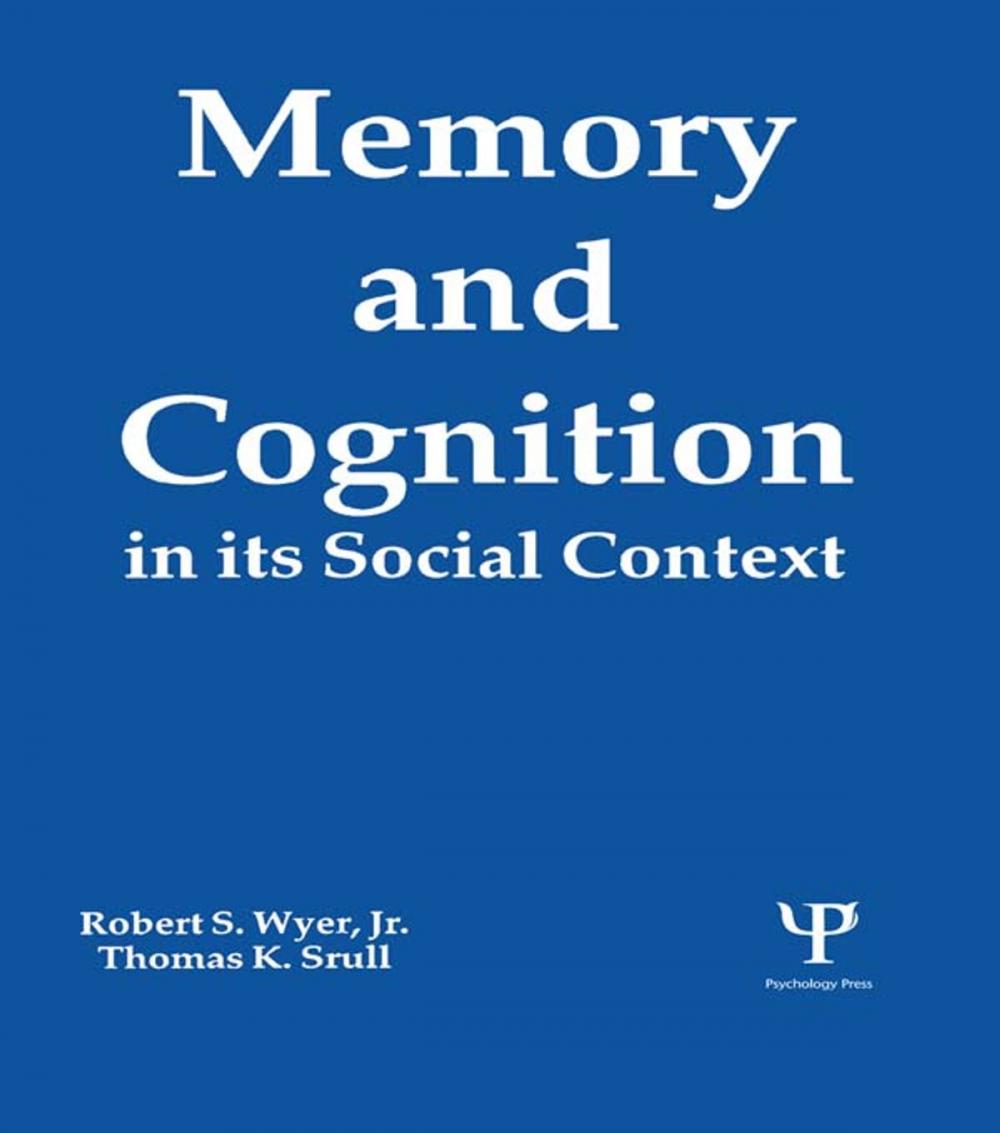 Big bigCover of Memory and Cognition in Its Social Context