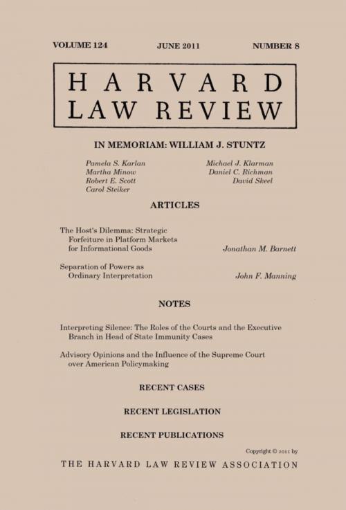 Cover of the book Harvard Law Review: Volume 124, Number 8 - June 2011 by Harvard Law Review, Quid Pro, LLC