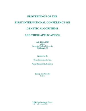Cover of the book Proceedings of the First International Conference on Genetic Algorithms and their Applications by Tara Goldstein