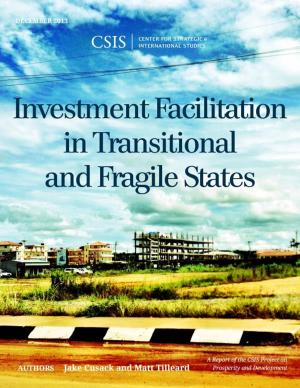 Cover of the book Investment Facilitation in Transitional and Fragile States by Kathleen H. Hicks, Mark F. Cancian, Andrew Metrick, John Schaus