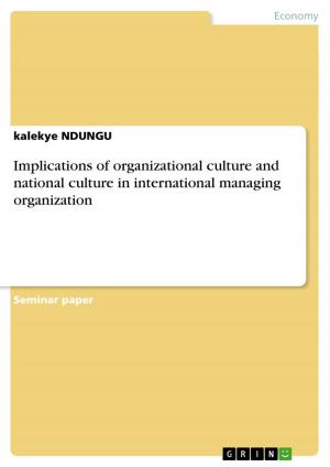 Cover of the book Implications of organizational culture and national culture in international managing organization by Irina Jabotinsky