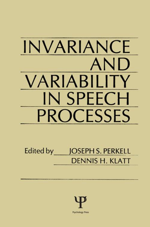 Cover of the book invariance and Variability in Speech Processes by , Taylor and Francis