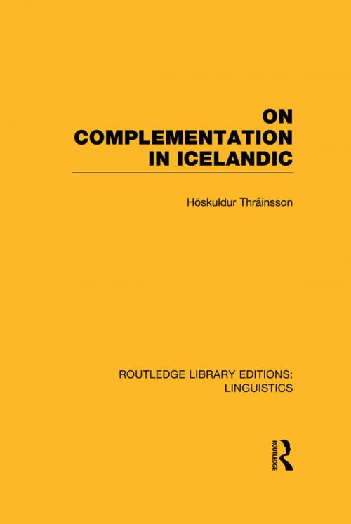 Cover of the book On Complementation in Icelandic by Hoskuldur Thrainsson, Taylor and Francis