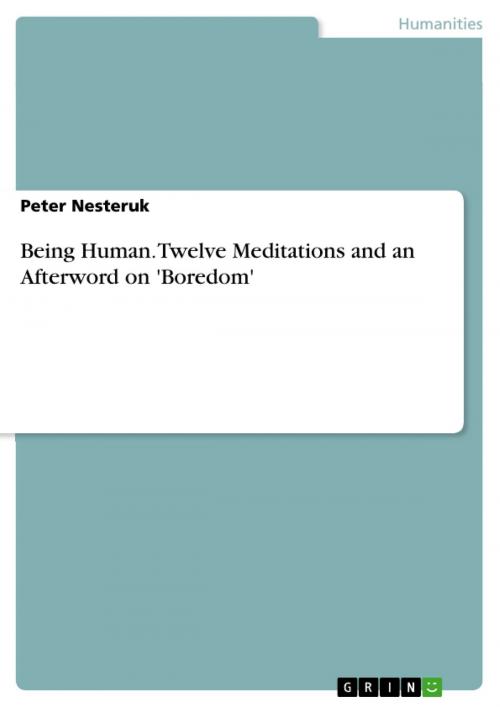 Cover of the book Being Human. Twelve Meditations and an Afterword on 'Boredom' by Peter Nesteruk, GRIN Verlag