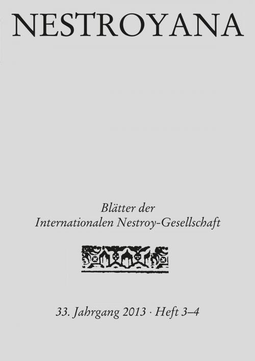 Cover of the book Nestroyana by , Hollitzer Wissenschaftsverlag