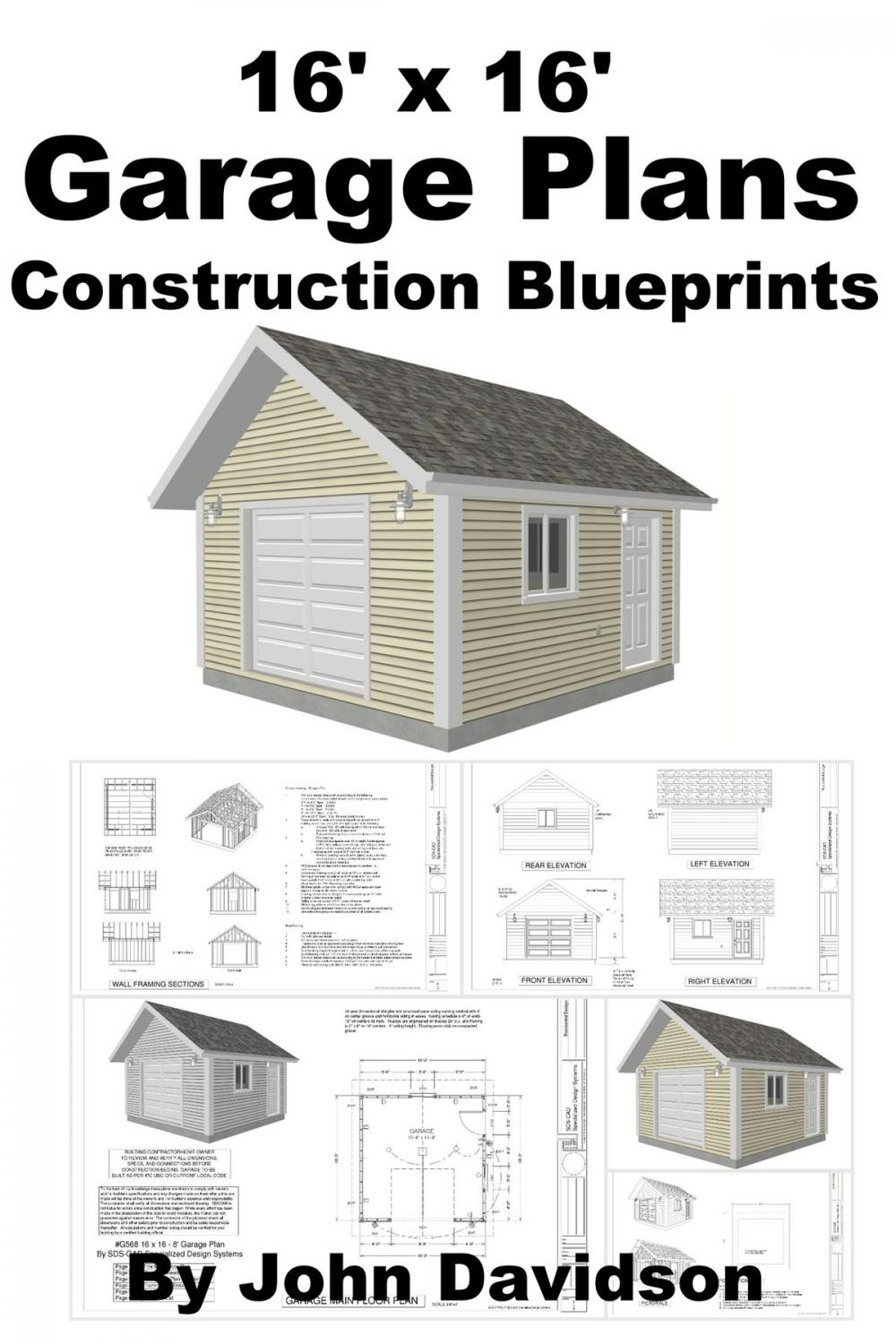 Big bigCover of 16' x 16' Garage Plans Construction Blueprints