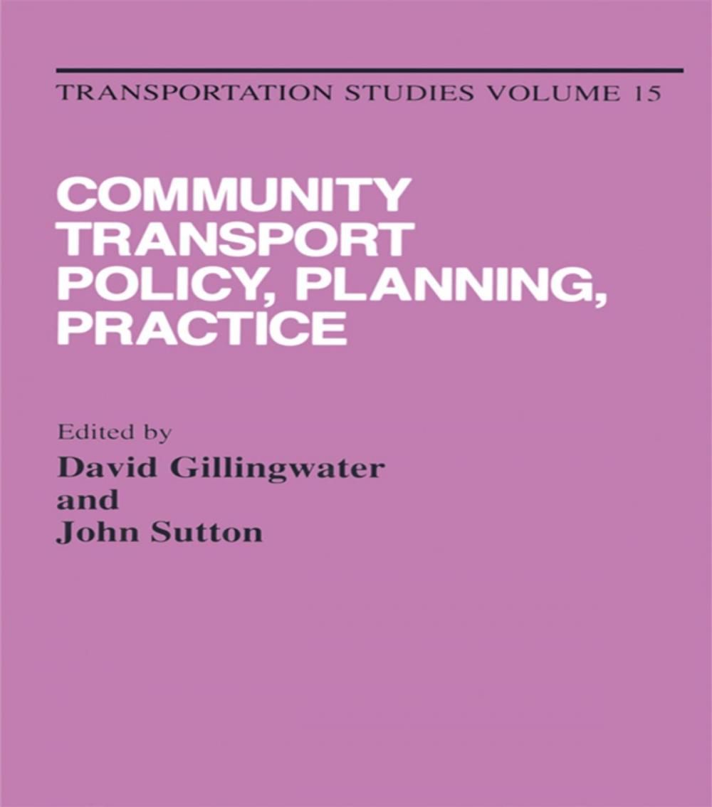Big bigCover of Community Transport: Policy, Planning and Practice
