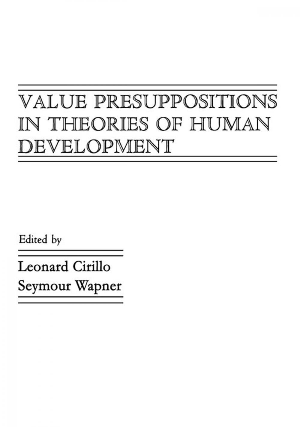Big bigCover of Value Presuppositions in Theories of Human Development