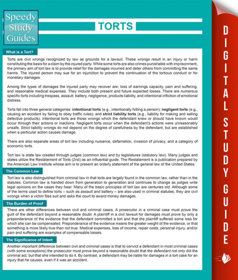 Big bigCover of Torts (Speedy Study Guides)