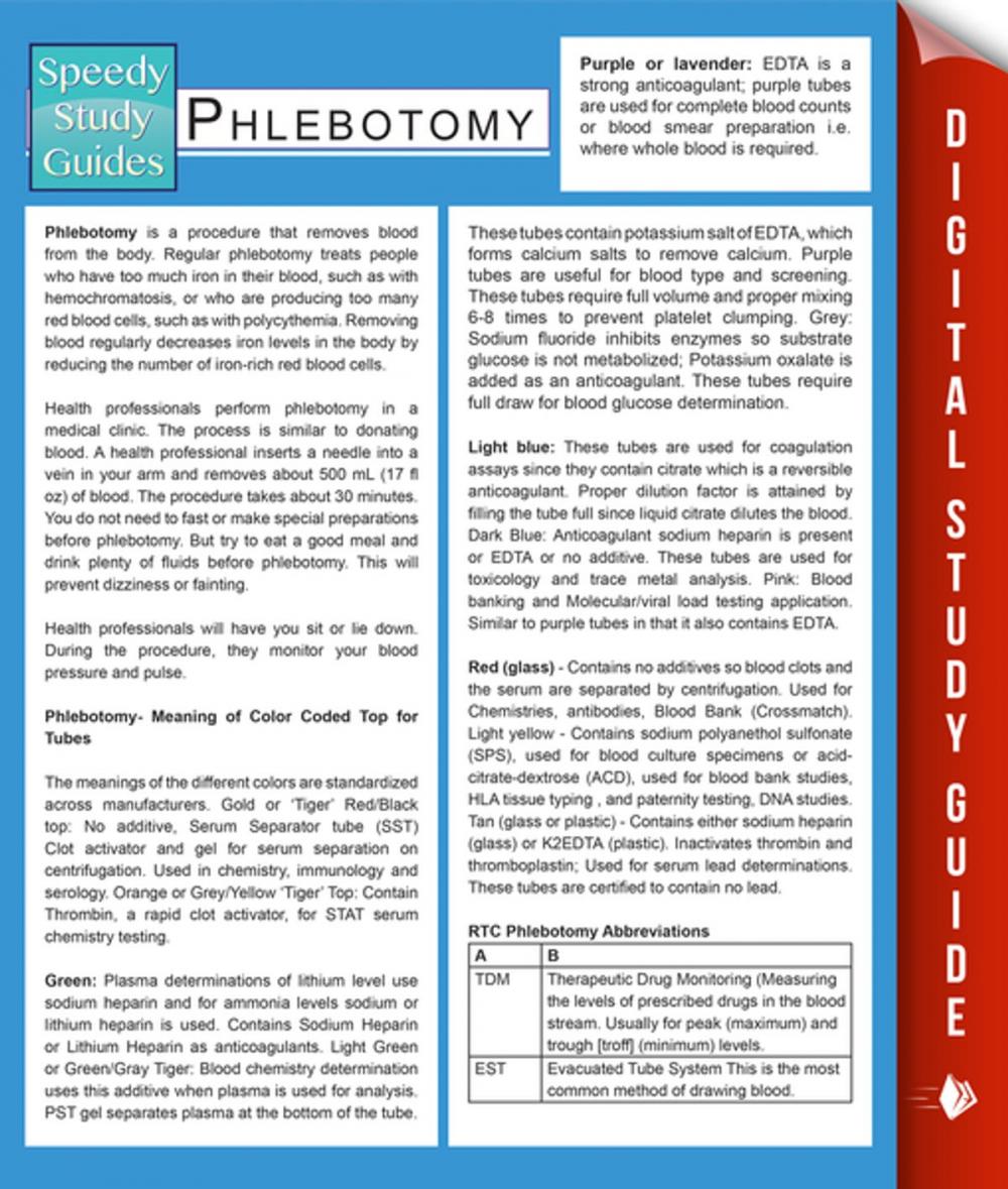 Big bigCover of Phlebotomy (Speedy Study Guides)