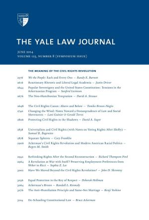 Cover of Yale Law Journal: Symposium - The Meaning of the Civil Rights Revolution (Volume 123, Number 8 - June 2014)