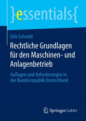 Cover of the book Rechtliche Grundlagen für den Maschinen- und Anlagenbetrieb by Jan Bohnstedt