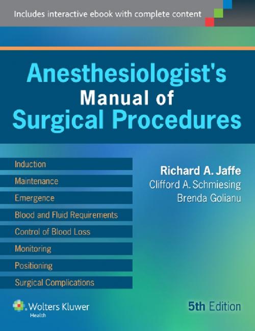 Cover of the book Anesthesiologist's Manual of Surgical Procedures by Richard A. Jaffe, Wolters Kluwer Health
