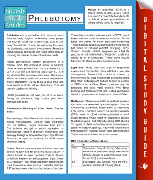Cover of the book Phlebotomy (Speedy Study Guides) by Speedy Publishing, Speedy Publishing LLC