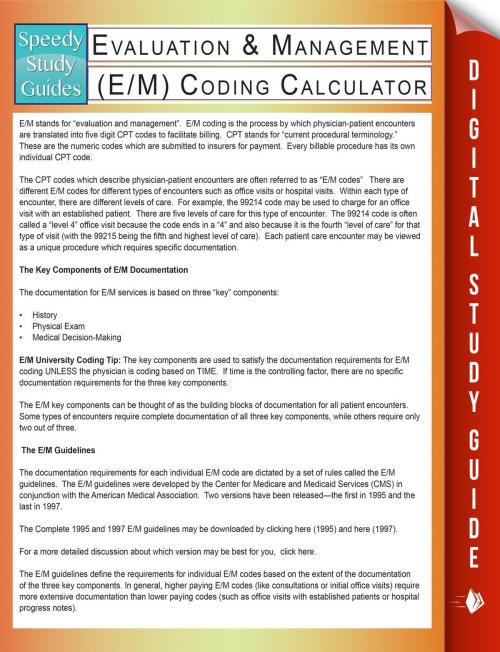 Cover of the book Evaluation & Management (E/M) Coding Calculator (Speedy Study Guides) by Speedy Publishing, Speedy Publishing LLC