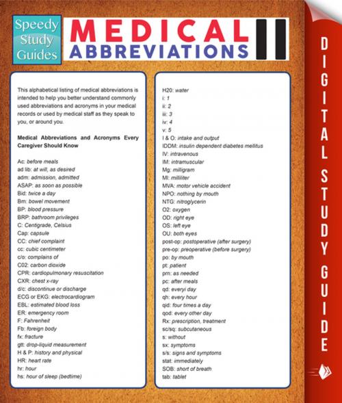 Cover of the book Medical Abbreviations Il (Speedy Study Guides) by Speedy Publishing, Speedy Publishing LLC