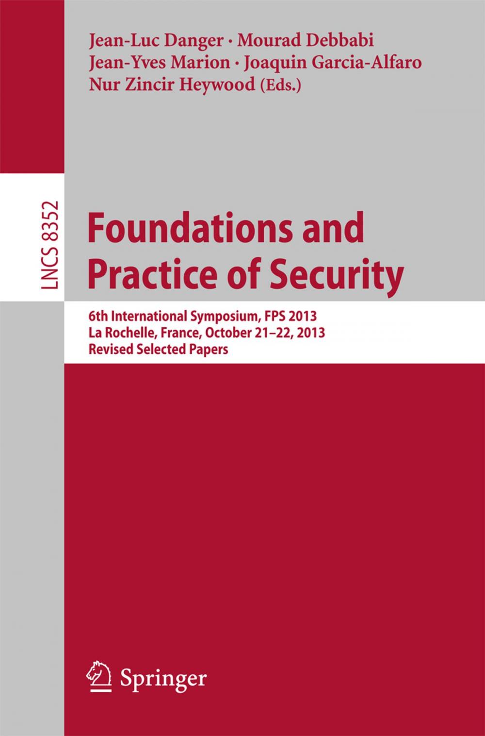Big bigCover of Foundations and Practice of Security
