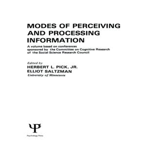 Cover of the book Modes of Perceiving and Processing Information by J.A. Hobson