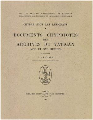 Book cover of Chypre sous les Lusignans : documents chypriotes des archives du Vatican (XIVe et XVe siècles)