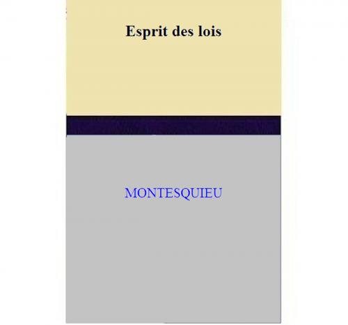 Cover of the book Esprit des lois by MONTESQUIEU, MONTESQUIEU
