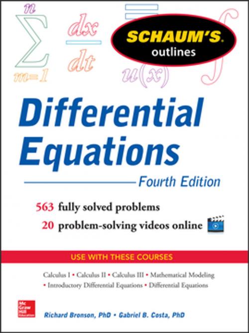 Cover of the book Schaum's Outline of Differential Equations, 4th Edition by Richard Bronson, Gabriel Costa, McGraw-Hill Education
