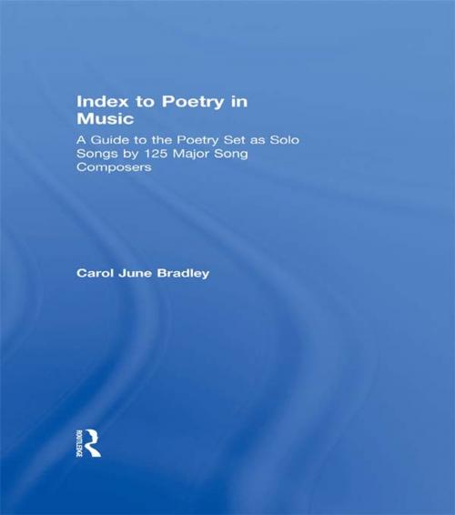 Cover of the book Index to Poetry in Music by Carol June Bradley, Taylor and Francis