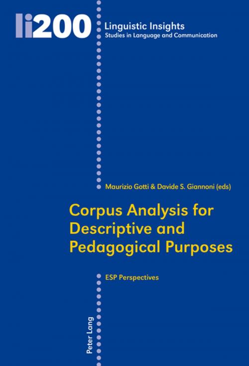 Cover of the book Corpus Analysis for Descriptive and Pedagogical Purposes by , Peter Lang