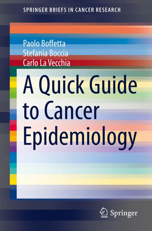 Cover of the book A Quick Guide to Cancer Epidemiology by Paolo Boffetta, Stefania Boccia, Carlo La Vecchia, Springer International Publishing
