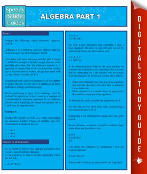 Book cover of Algebra Part 1 (Speedy Study Guides)