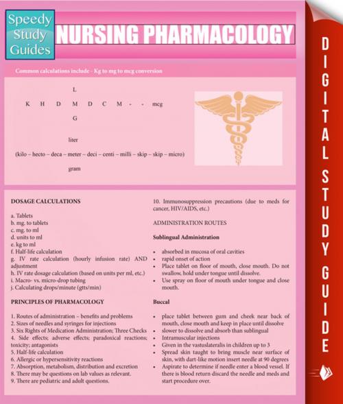 Cover of the book Nursing Pharmacology (Speedy Study Guides) by Speedy Publishing, Speedy Publishing LLC