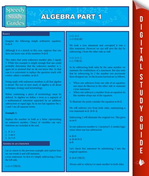 Cover of the book Algebra Part 1 (Speedy Study Guides) by Speedy Publishing, Speedy Publishing LLC