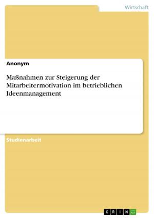 Cover of the book Maßnahmen zur Steigerung der Mitarbeitermotivation im betrieblichen Ideenmanagement by Sebastian Wiesnet