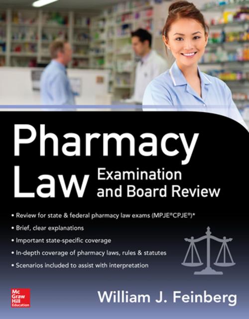 Cover of the book Pharmacy Law Examination and Board Review by William Feinberg, McGraw-Hill Education