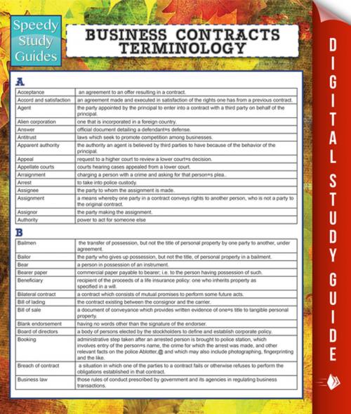 Cover of the book Business Contracts Terminology (Speedy Study Guide) by Speedy Publishing, Speedy Publishing LLC
