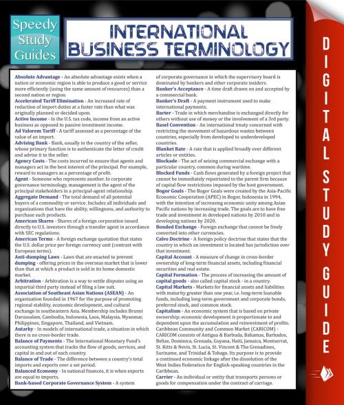 Cover of the book International Business Terminology (Speedy Study Guide) by Speedy Publishing, Speedy Publishing LLC