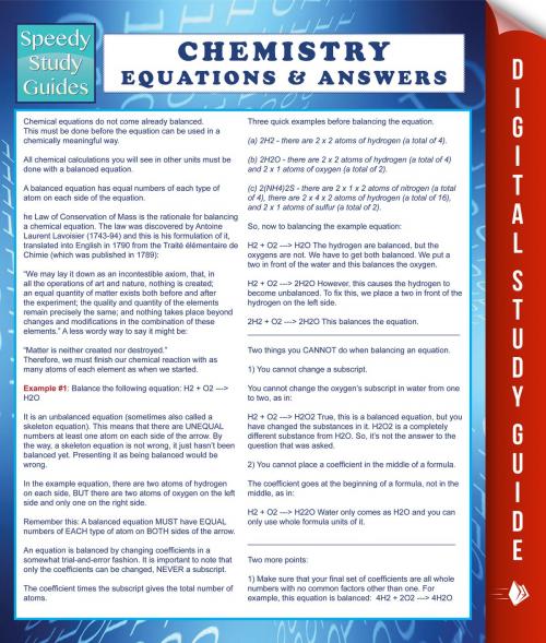 Cover of the book Chemistry Equations & Answers (Speedy Study Guide) by Speedy Publishing, Speedy Publishing LLC