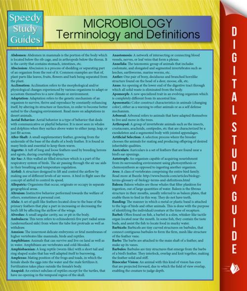 Cover of the book Microbiology Terminology and Definitions (Speedy Study Guide) by Speedy Publishing, Speedy Publishing LLC