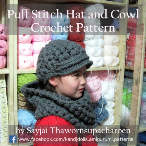 Cover of the book Puff Stitch Hat and Cowl Crochet Pattern by Sayjai Thawornsupacharoen, K and J Publishing