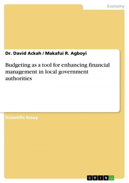 Cover of the book Budgeting as a tool for enhancing financial management in local government authorities by David Ackah, Makafui R. Agboyi, GRIN Verlag