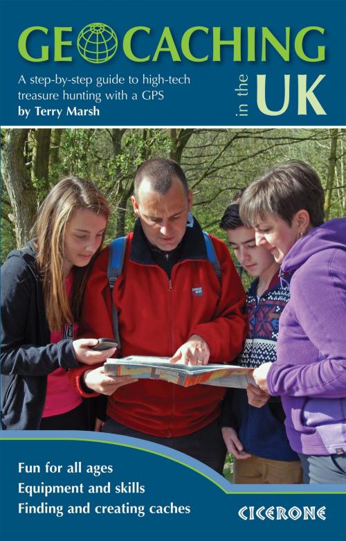 Cover of the book Geocaching in the UK by Terry Marsh, Cicerone Press