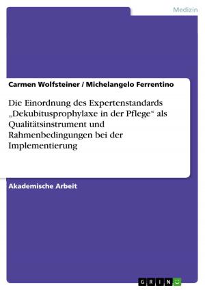 Book cover of Die Einordnung des Expertenstandards 'Dekubitusprophylaxe in der Pflege' als Qualitätsinstrument und Rahmenbedingungen bei der Implementierung