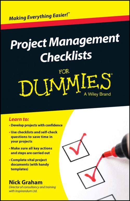 Cover of the book Project Management Checklists For Dummies by Nick Graham, Wiley