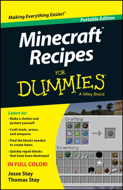 Cover of the book Minecraft Recipes For Dummies by Jesse Stay, Thomas Stay, Wiley