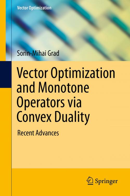 Cover of the book Vector Optimization and Monotone Operators via Convex Duality by Sorin-Mihai Grad, Springer International Publishing