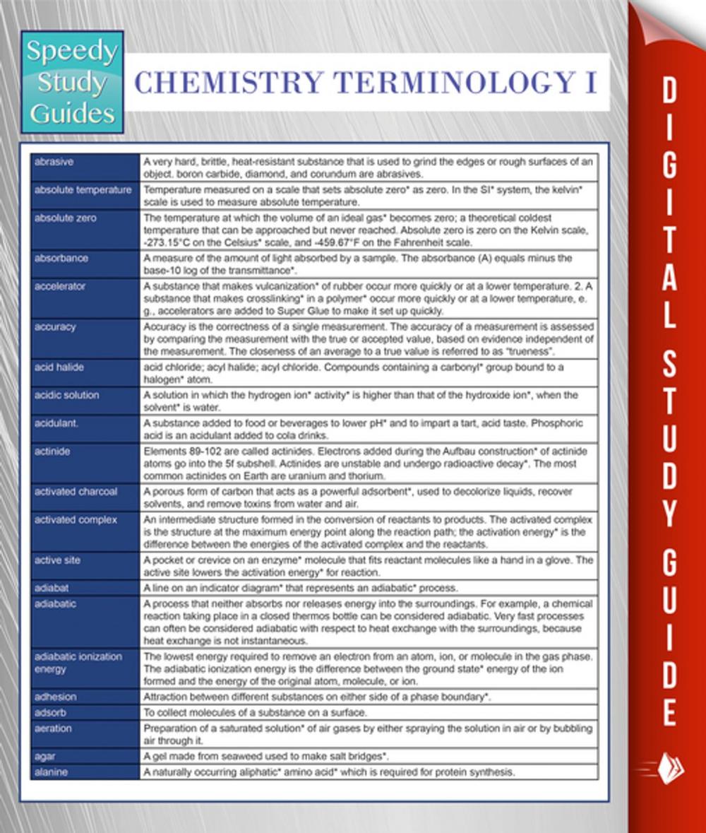 Big bigCover of Chemistry Terminology I (Speedy Study Guides)
