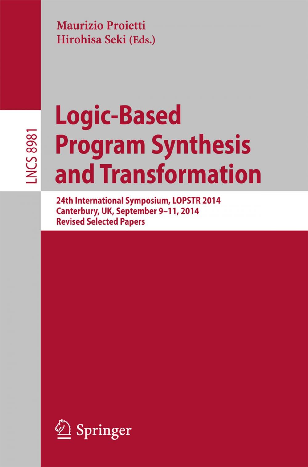 Big bigCover of Logic-Based Program Synthesis and Transformation